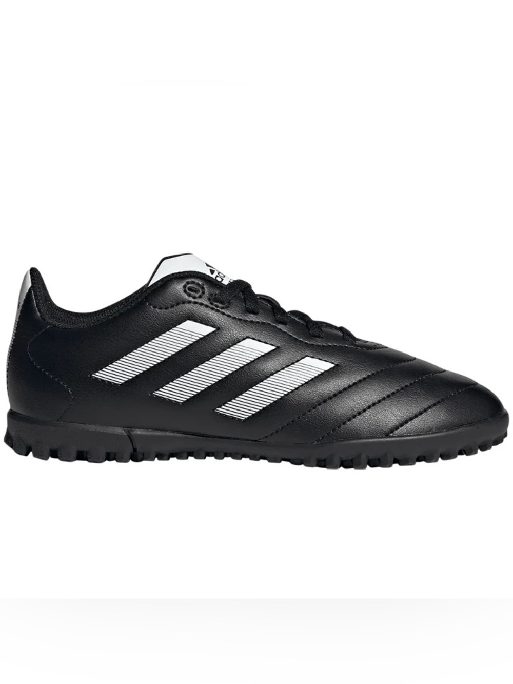 adidas Goletto VIII Black & White Kids Soccer Shoes with White Stripes